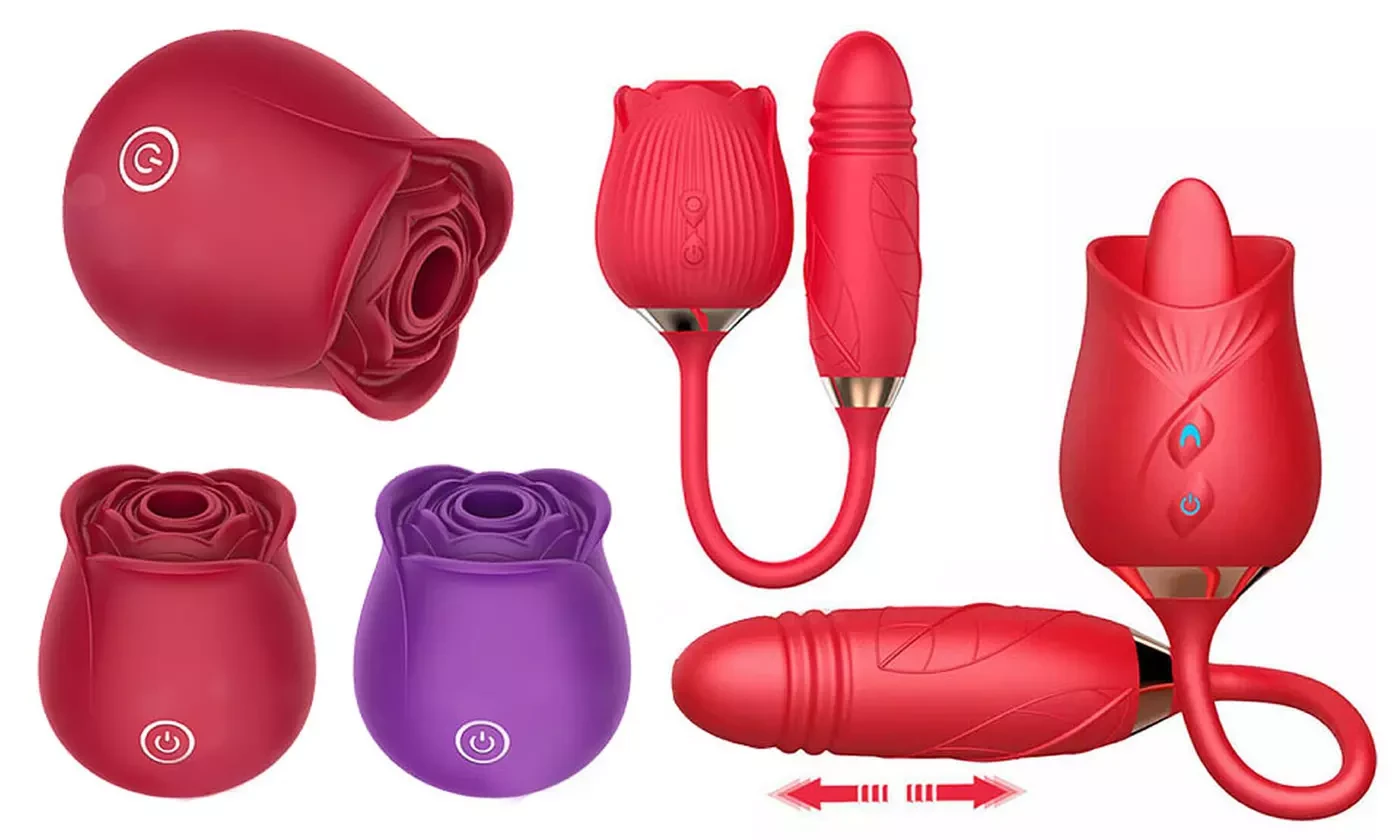 Original Double sided vibrator with rose and  liker